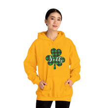 Load image into Gallery viewer, Sells Plaid Shamrock Adult Hooded Sweatshirt