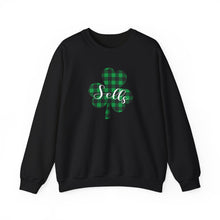 Load image into Gallery viewer, Sells Plaid Shamrock Adult Crewneck