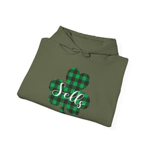 Load image into Gallery viewer, Sells Plaid Shamrock Adult Hooded Sweatshirt