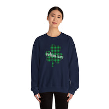 Load image into Gallery viewer, Indian Run Plaid Shamrock Adult Crewneck Sweatshirt