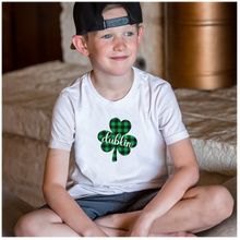 Load image into Gallery viewer, Dublin Plaid Shamrock YOUTH Tee