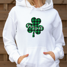 Load image into Gallery viewer, Grizzell Plaid Shamrock Hooded Sweatshirt