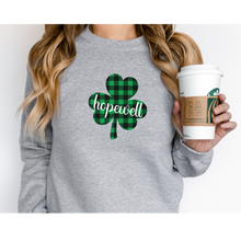 Load image into Gallery viewer, Hopewell Plaid Shamrock ADULT Super Soft Crewneck Sweatshirt