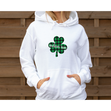 Load image into Gallery viewer, Indian Run Plaid Shamrock ADULT Hooded Sweatshirt