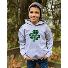 Load image into Gallery viewer, Scottish Corners Plaid Shamrock Youth Hoodie