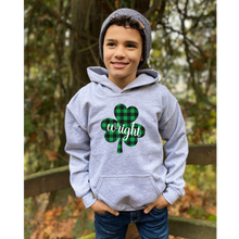 Load image into Gallery viewer, Wright Plaid Shamrock YOUTH Hoodie