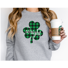 Load image into Gallery viewer, Wright Plaid Shamrock ADULT Crewneck Sweatshirt