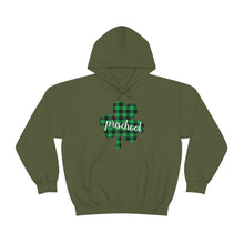 Load image into Gallery viewer, Preschool Plaid Shamrock ADULT Hooded Sweatshirt