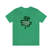 Load image into Gallery viewer, Scottish Corners Plaid Shamrock Adult Tee