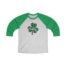 Load image into Gallery viewer, Dublin Plaid Shamrock ADULT Baseball Tee
