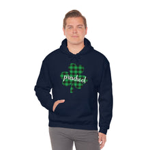 Load image into Gallery viewer, Preschool Plaid Shamrock ADULT Hooded Sweatshirt