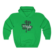 Load image into Gallery viewer, Wright Plaid Shamrock ADULT Hooded Sweatshirt