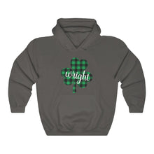 Load image into Gallery viewer, Wright Plaid Shamrock ADULT Hooded Sweatshirt