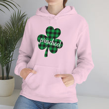 Load image into Gallery viewer, Preschool Plaid Shamrock ADULT Hooded Sweatshirt
