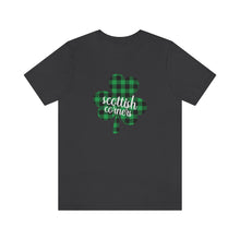 Load image into Gallery viewer, Scottish Corners Plaid Shamrock Adult Tee