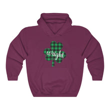 Load image into Gallery viewer, Wright Plaid Shamrock ADULT Hooded Sweatshirt