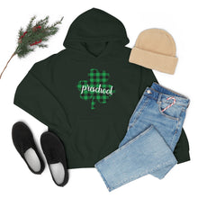 Load image into Gallery viewer, Preschool Plaid Shamrock ADULT Hooded Sweatshirt