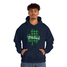 Load image into Gallery viewer, Preschool Plaid Shamrock ADULT Hooded Sweatshirt