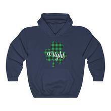 Load image into Gallery viewer, Wright Plaid Shamrock ADULT Hooded Sweatshirt
