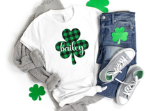 Load image into Gallery viewer, Bailey Plaid Shamrock ADULT Tee