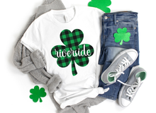 Load image into Gallery viewer, Riverside Plaid Shamrock Adult Tee