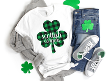 Load image into Gallery viewer, Scottish Corners Plaid Shamrock Adult Tee