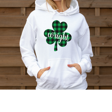 Load image into Gallery viewer, Wright Plaid Shamrock ADULT Hooded Sweatshirt