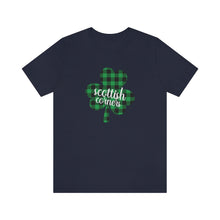 Load image into Gallery viewer, Scottish Corners Plaid Shamrock Adult Tee