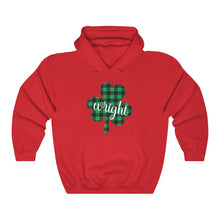 Load image into Gallery viewer, Wright Plaid Shamrock ADULT Hooded Sweatshirt