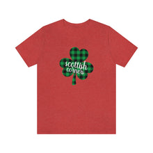 Load image into Gallery viewer, Scottish Corners Plaid Shamrock Adult Tee