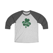 Load image into Gallery viewer, Dublin Plaid Shamrock ADULT Baseball Tee