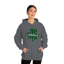 Load image into Gallery viewer, Preschool Plaid Shamrock ADULT Hooded Sweatshirt