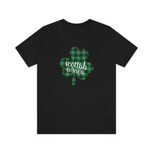 Load image into Gallery viewer, Scottish Corners Plaid Shamrock Adult Tee