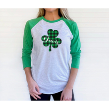 Load image into Gallery viewer, Davis Plaid Shamrock ADULT Baseball Tee