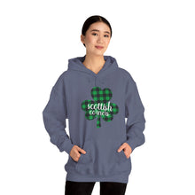 Load image into Gallery viewer, Scottish Corners Plaid Shamrock Hooded Sweatshirt
