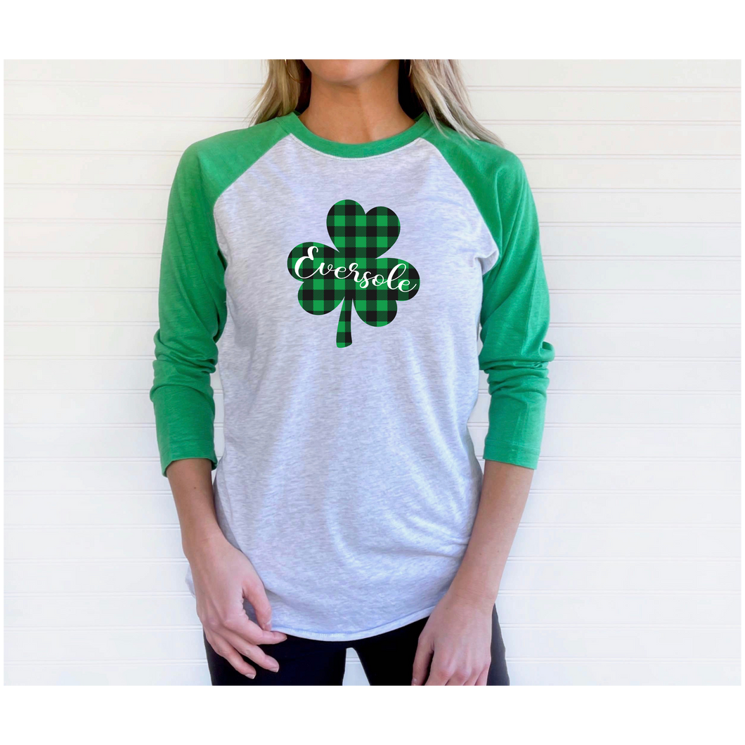 Eversole Plaid Shamrock Baseball Tee