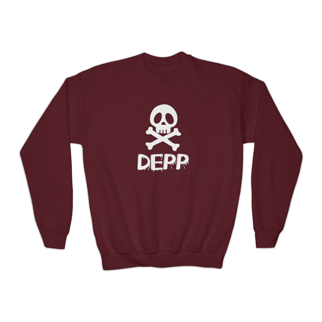 Depp Skull and Bones Youth Crewneck Sweatshirt