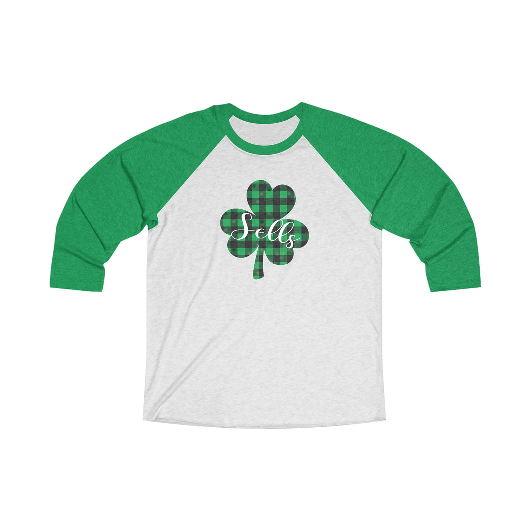 Sells Plaid Shamrock Baseball Tee