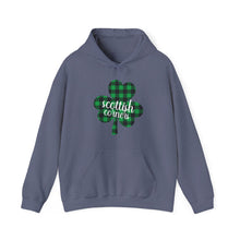 Load image into Gallery viewer, Scottish Corners Plaid Shamrock Hooded Sweatshirt

