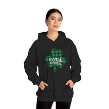 Load image into Gallery viewer, Scottish Corners Plaid Shamrock Hooded Sweatshirt
