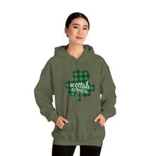Load image into Gallery viewer, Scottish Corners Plaid Shamrock Hooded Sweatshirt
