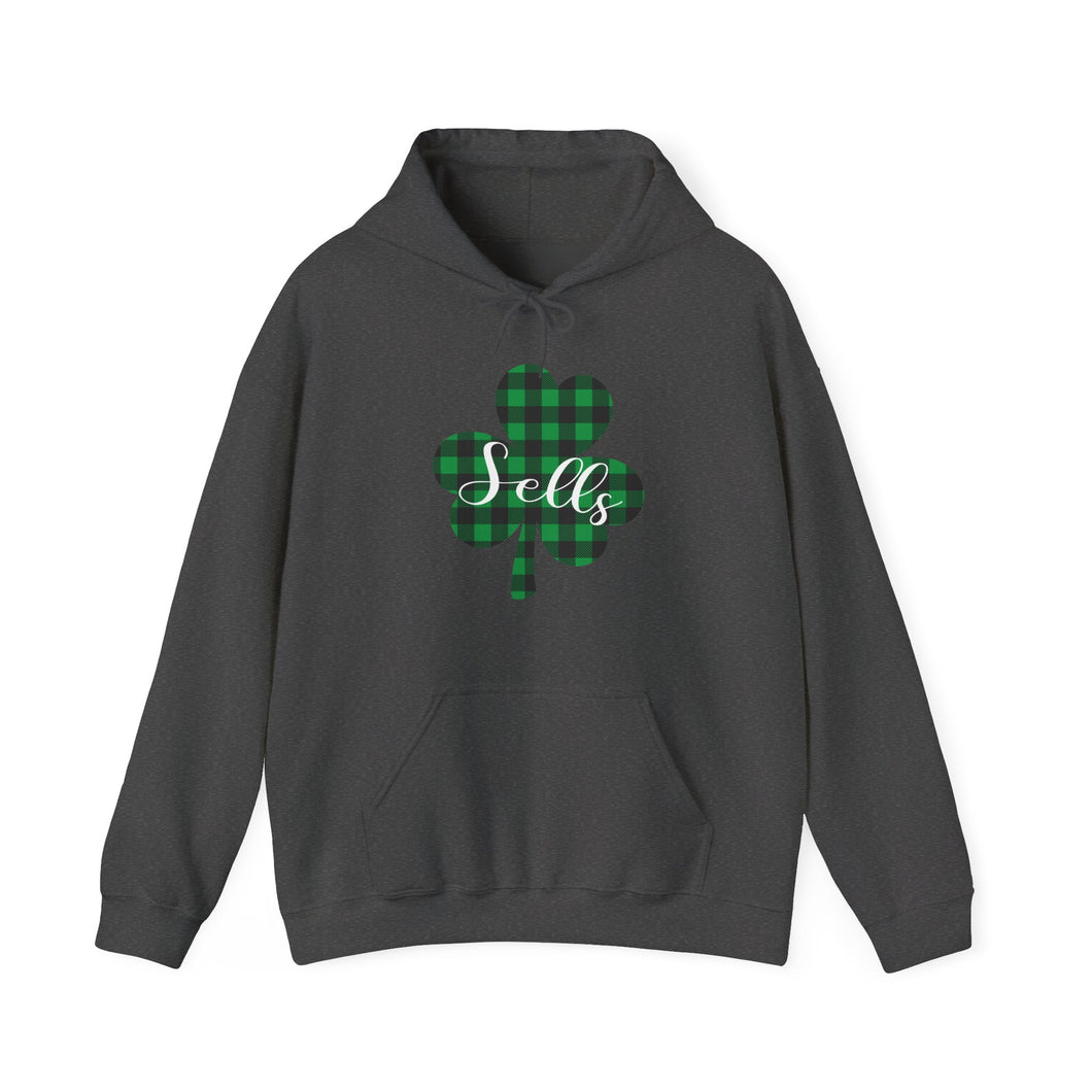 Sells Plaid Shamrock Adult Hooded Sweatshirt
