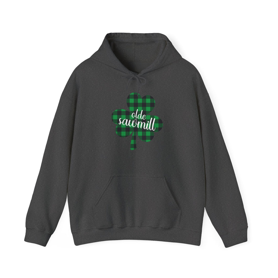 Olde Sawmill Plaid Shamrock ADULT Hooded Sweatshirt