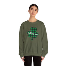 Load image into Gallery viewer, Indian Run Plaid Shamrock Adult Crewneck Sweatshirt
