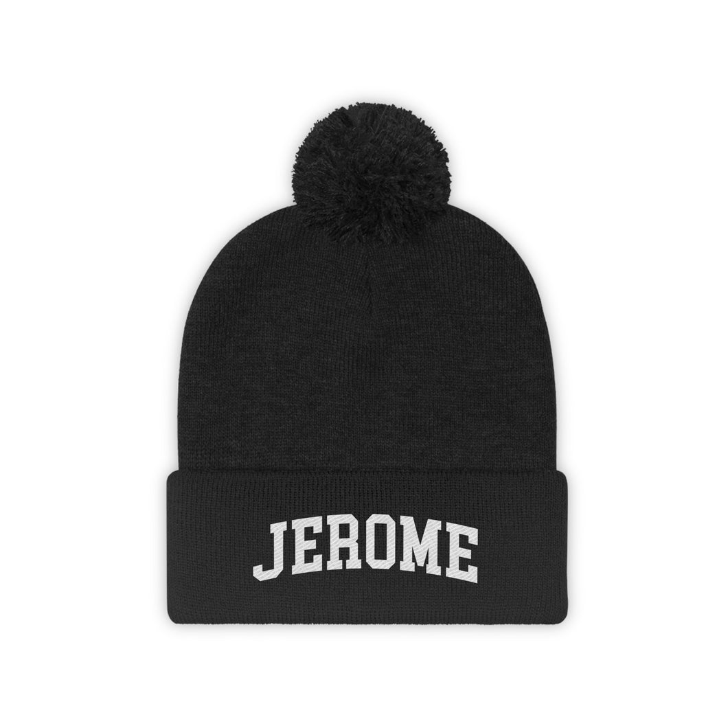 Jerome Arch Embroidered Pom Beanie