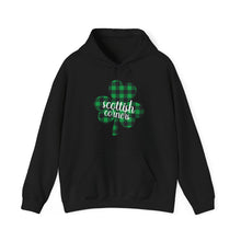 Load image into Gallery viewer, Scottish Corners Plaid Shamrock Hooded Sweatshirt
