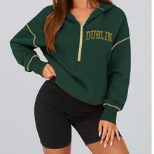 Load image into Gallery viewer, Dublin Women's Half Zip Cropped Hoodie Sweatshirt
