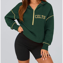 Load image into Gallery viewer, Celts Women's Half Zip Cropped Hoodie Sweatshirt
