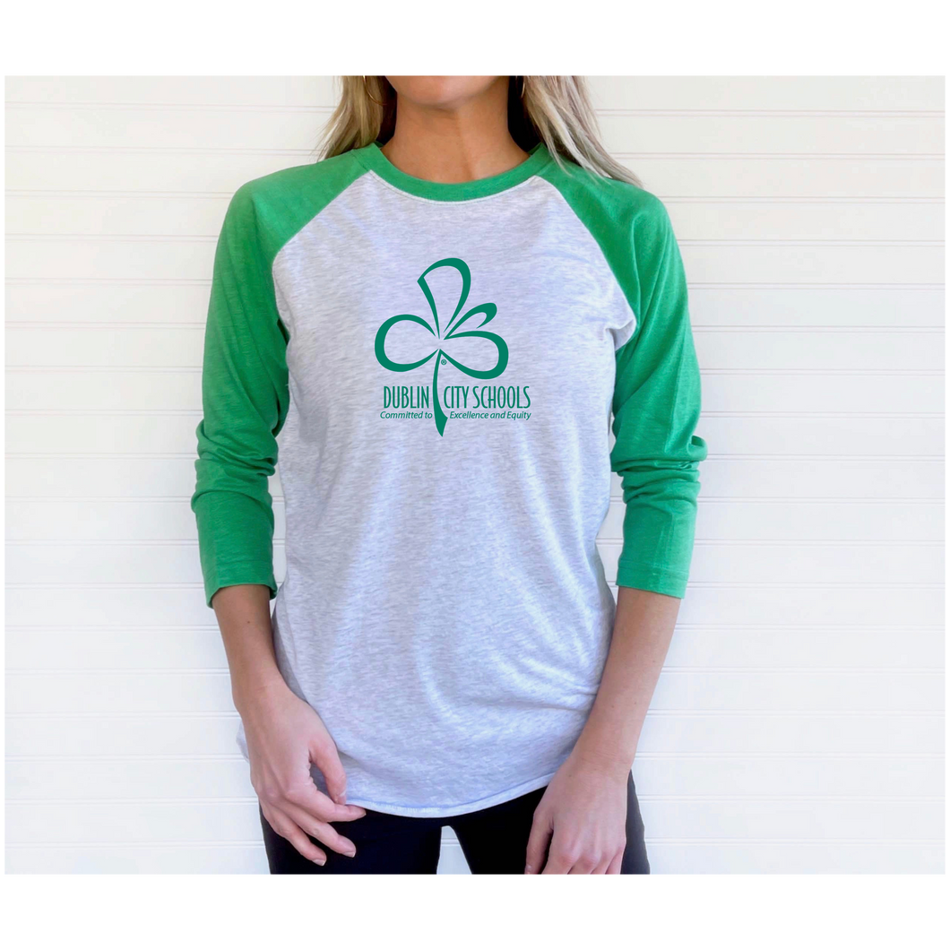 Dublin City Schools Original Logo Adult Baseball Tee