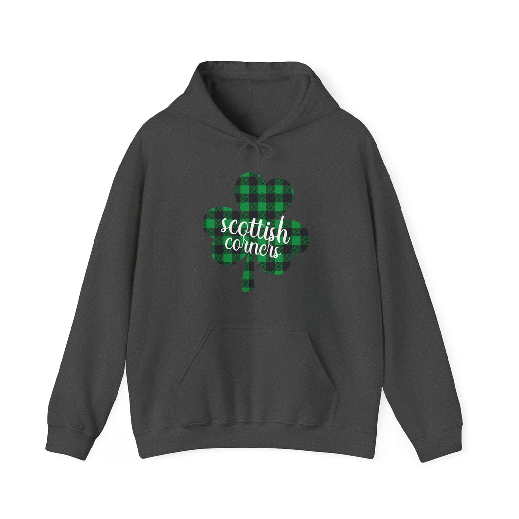 Scottish Corners Plaid Shamrock Hooded Sweatshirt